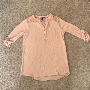 Blush Pink Lace Blouse Shirt Small Forever 21